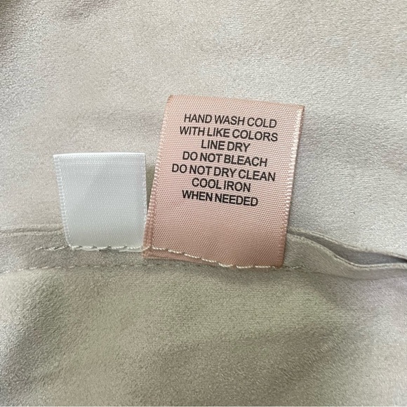 Philosophy neutral minimalist faux suede drapey zip moto jacket large collar NWT - Picture 11 of 14